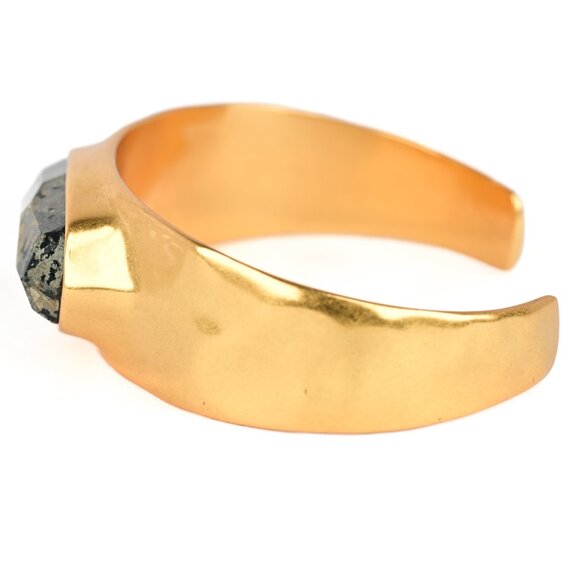 Kendra Scott Anna 14K Gold-plated Cuff Bracelet, Statement Bracelet Black Pyrite - Picture 7 of 12